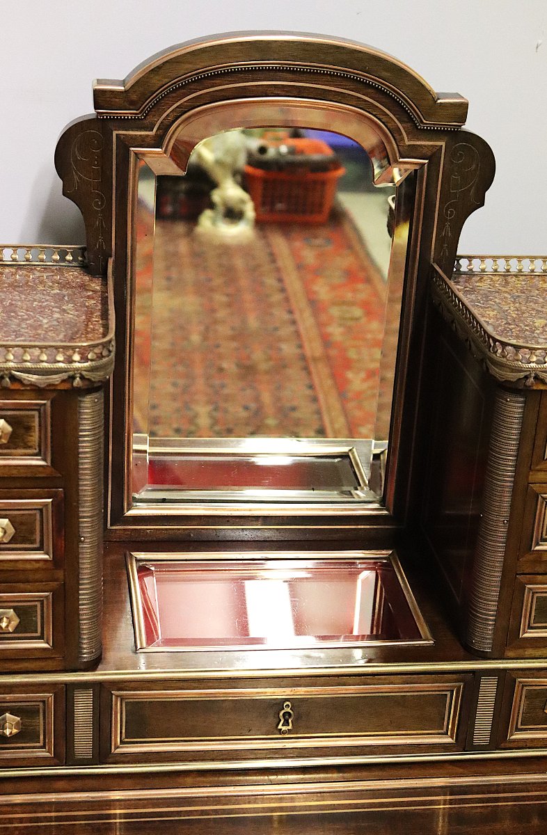 Lady's Writing Desk "bonheur Du Jour", Louis XVI Style, 19th Century-photo-8
