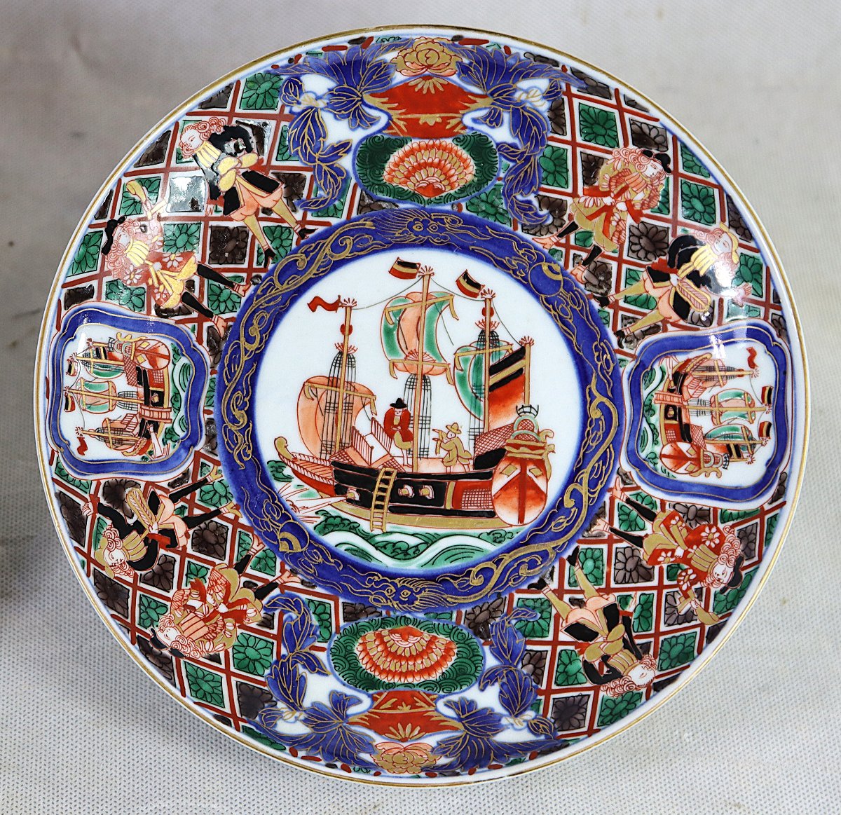 Japan, Imari - Pair Of Plates, Known As "black Ship" Meiji Period (1868 - 1912)-photo-3