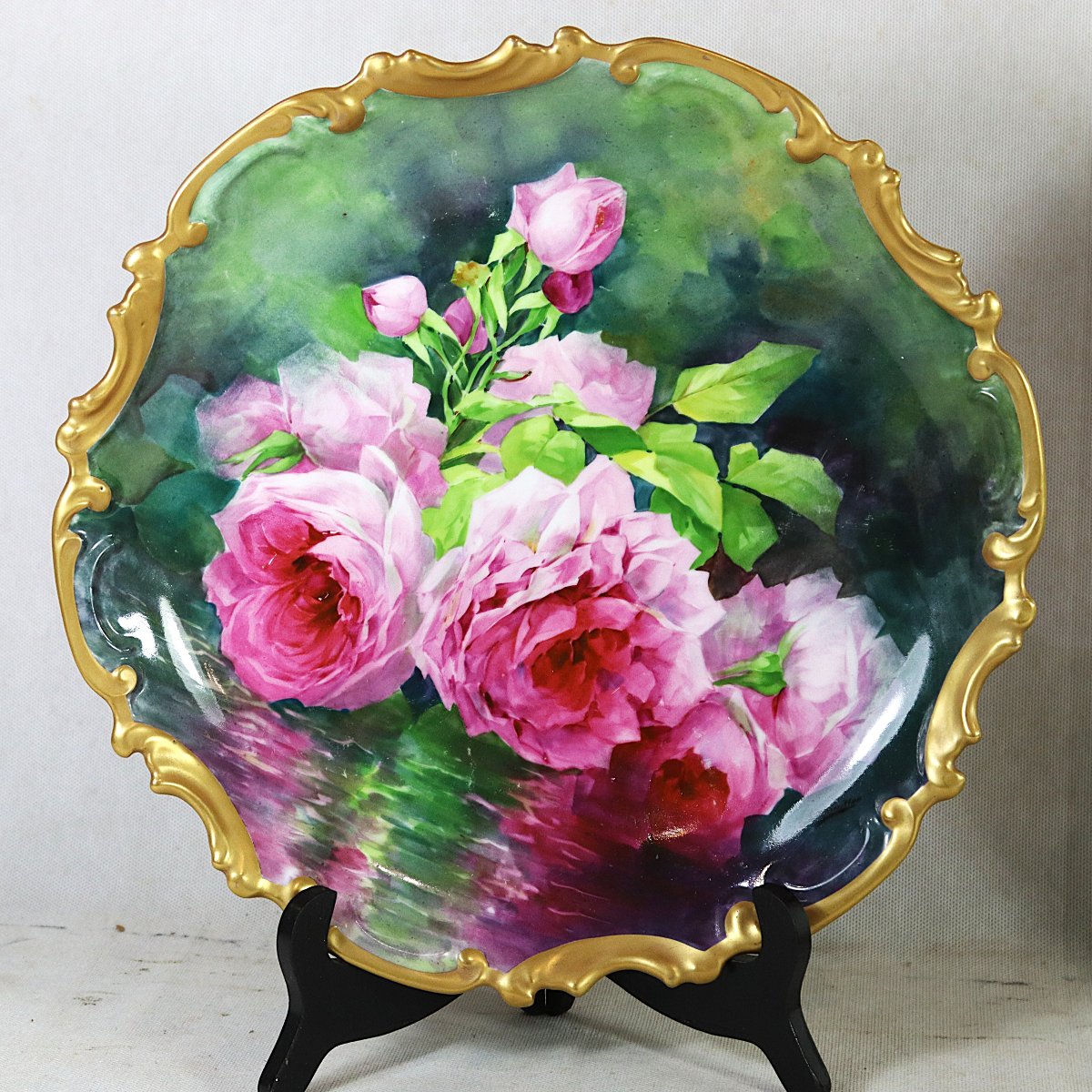 Pair Of Large Porcelain Platters, Signed, Early 20th Century-photo-3