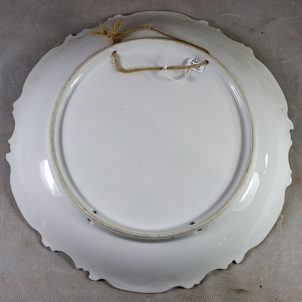 Pair Of Large Porcelain Platters, Signed, Early 20th Century-photo-4