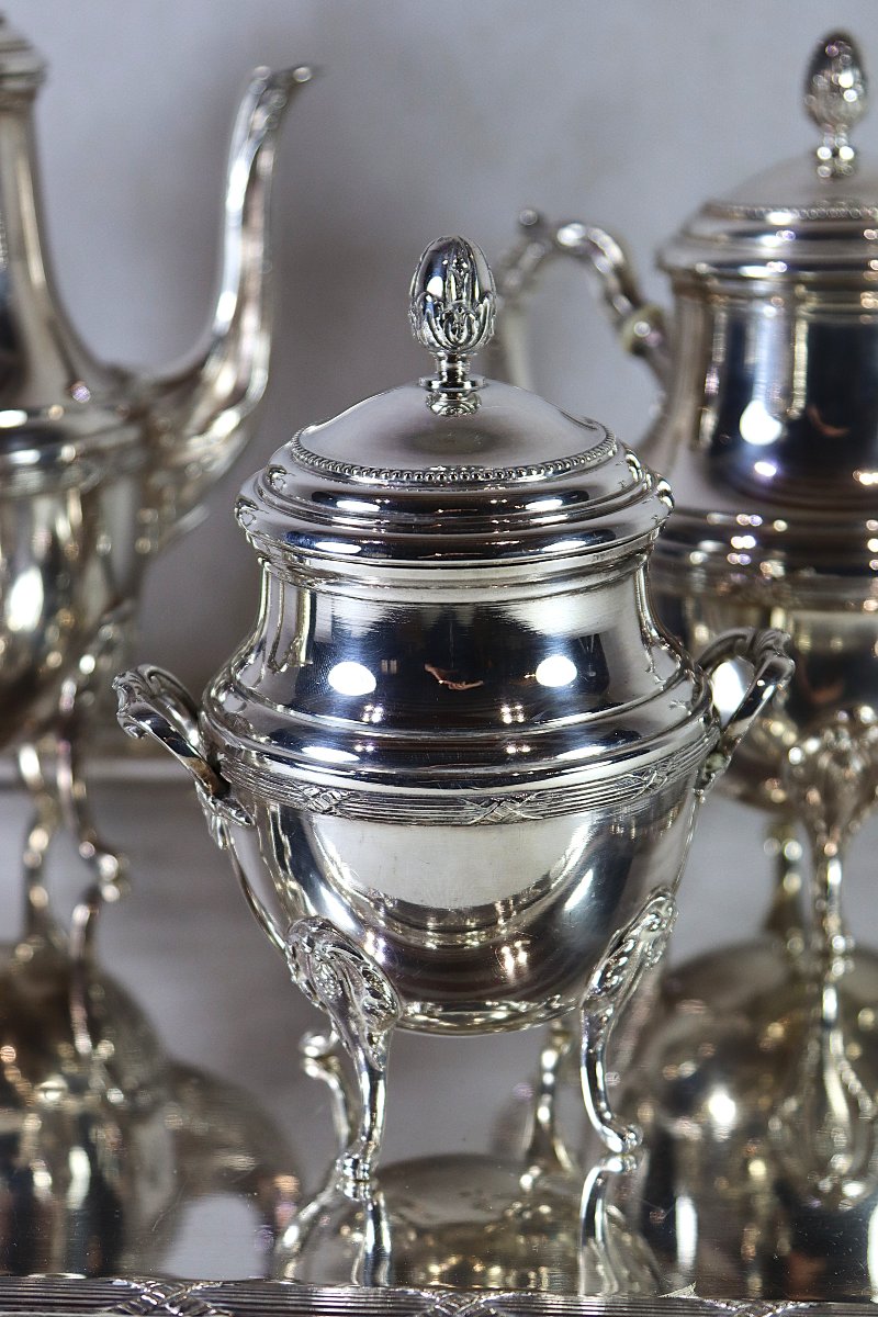Silver-plated Metal Coffee/tea Service, Silversmith Gm, 20th Century-photo-3