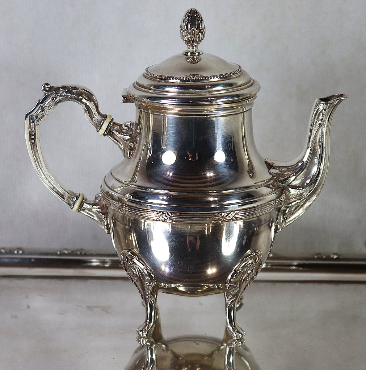 Silver-plated Metal Coffee/tea Service, Silversmith Gm, 20th Century-photo-2