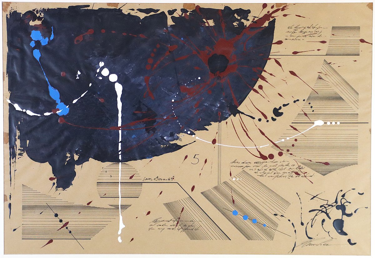 Jacques BLANCHER (1944 ), Tableau Huile sur papier " UNIVERSART N°368 ", XXe-photo-2