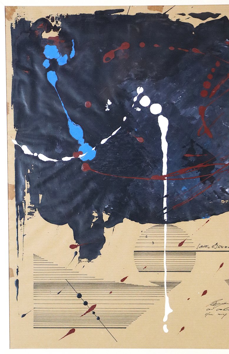 Jacques BLANCHER (1944 ), Tableau Huile sur papier " UNIVERSART N°368 ", XXe-photo-3