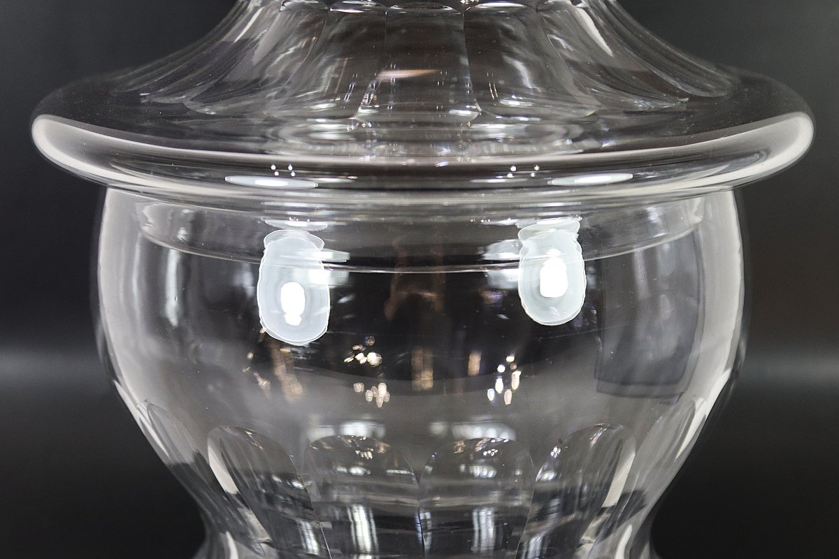 Grande Bonbonnière drageoir en cristal taillé, XIXe-photo-1