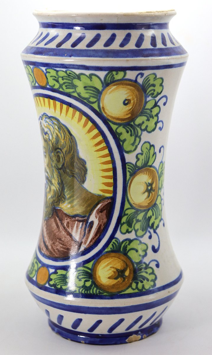 Italie XIXe, Paire d'Albarello en majolique.-photo-6