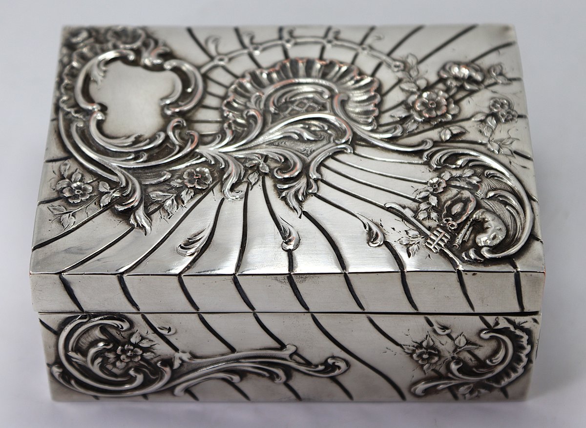 Victor Sanglier (1809-1894), Art Nouveau Silver-plated Metal Box, Late 19th Century-photo-2