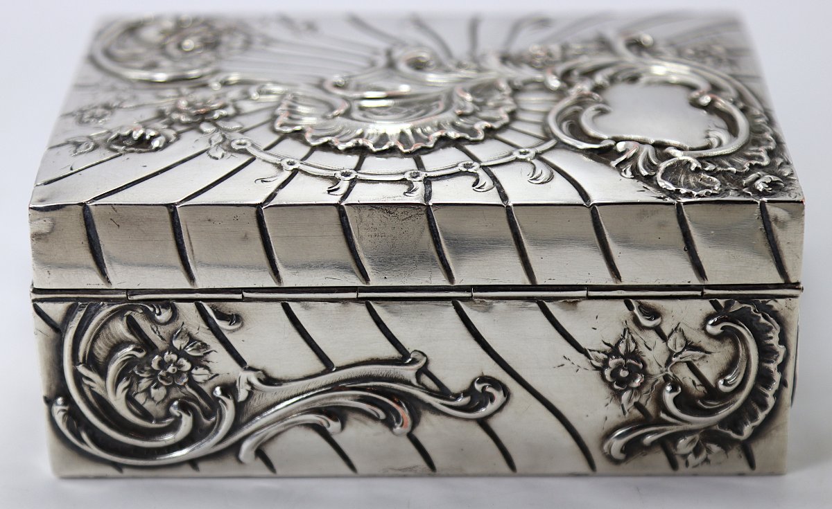 Victor Sanglier (1809-1894), Art Nouveau Silver-plated Metal Box, Late 19th Century-photo-3
