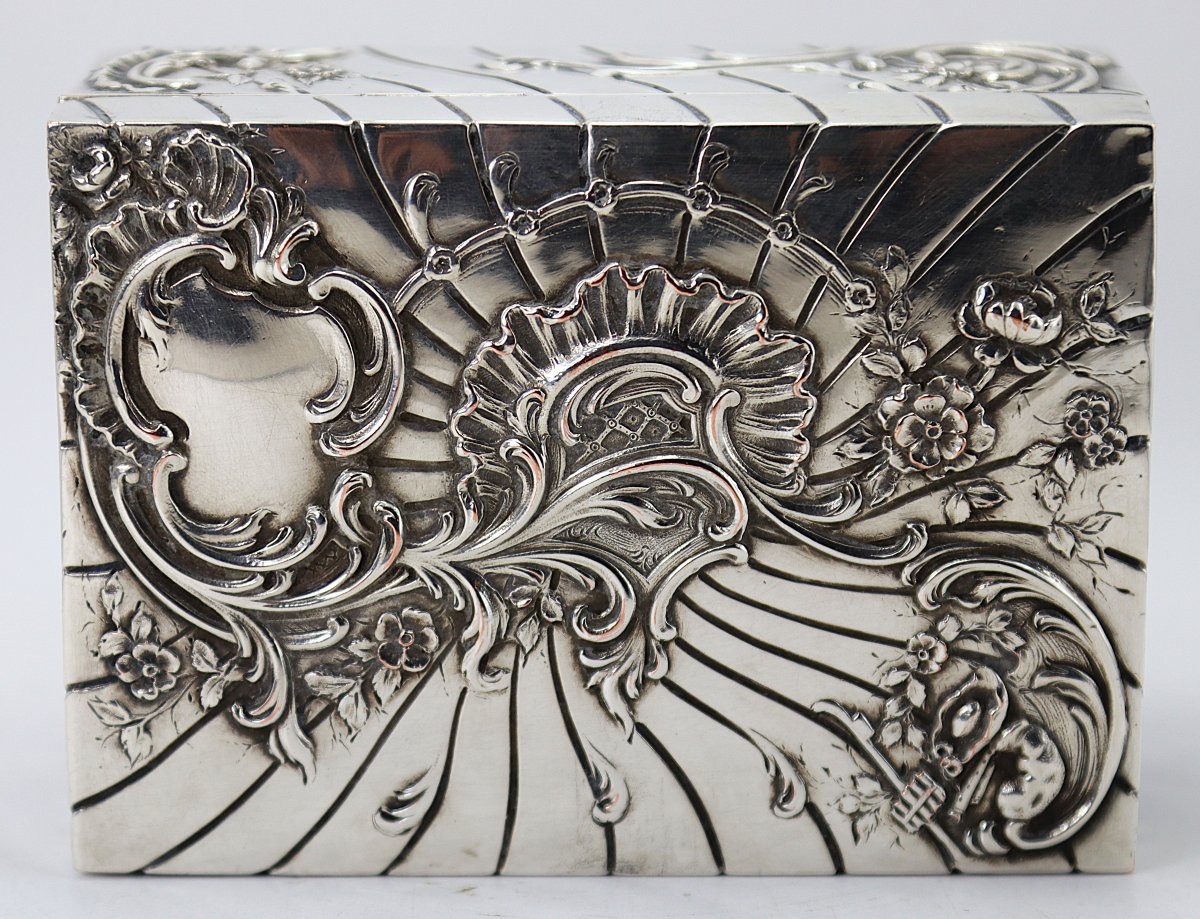 Victor Sanglier (1809-1894), Art Nouveau Silver-plated Metal Box, Late 19th Century-photo-2