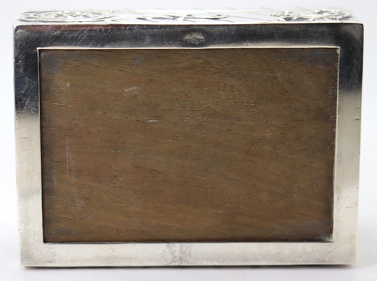 Victor Sanglier (1809-1894), Art Nouveau Silver-plated Metal Box, Late 19th Century-photo-4