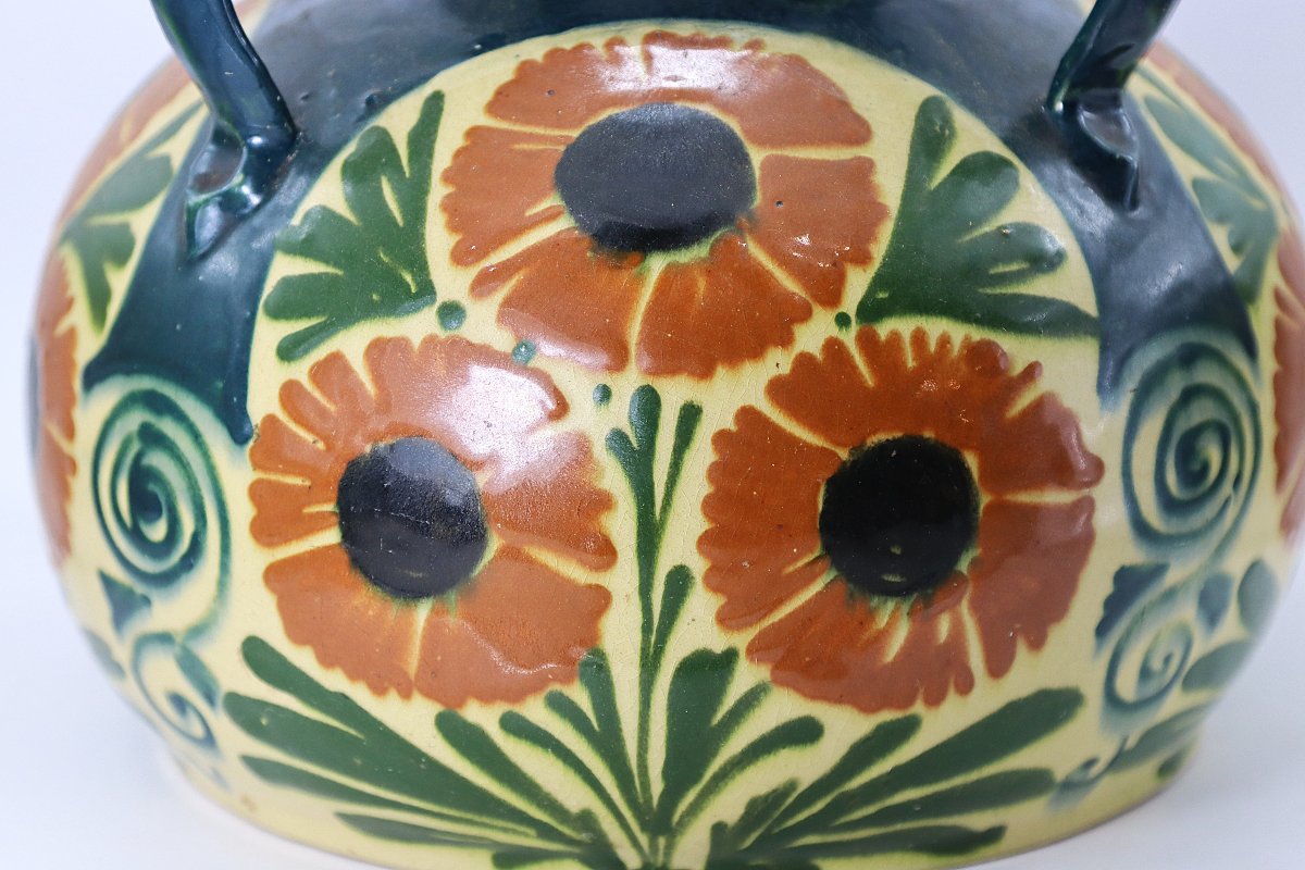 Léon ELCHINGER (1871-1942), Vase boule à 4 anses, vers 1920-photo-3