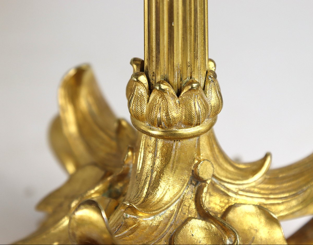 Pair Of Gilt Bronze "lizard" Candlesticks, 19th Century-photo-3