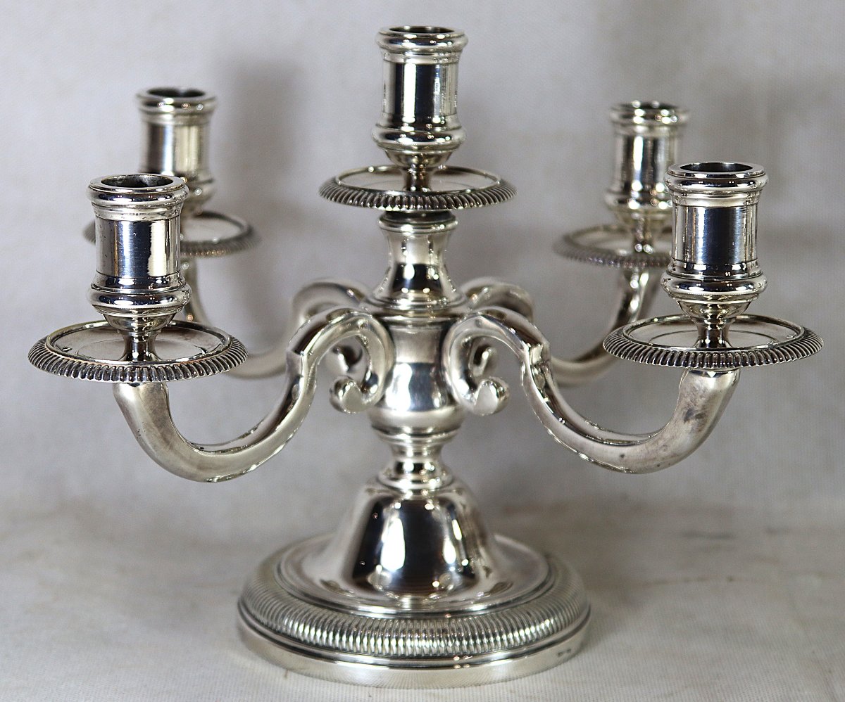 Chrysalia Paris (20th Century), Pair Of 5-candle Candelabra, Signed.-photo-3