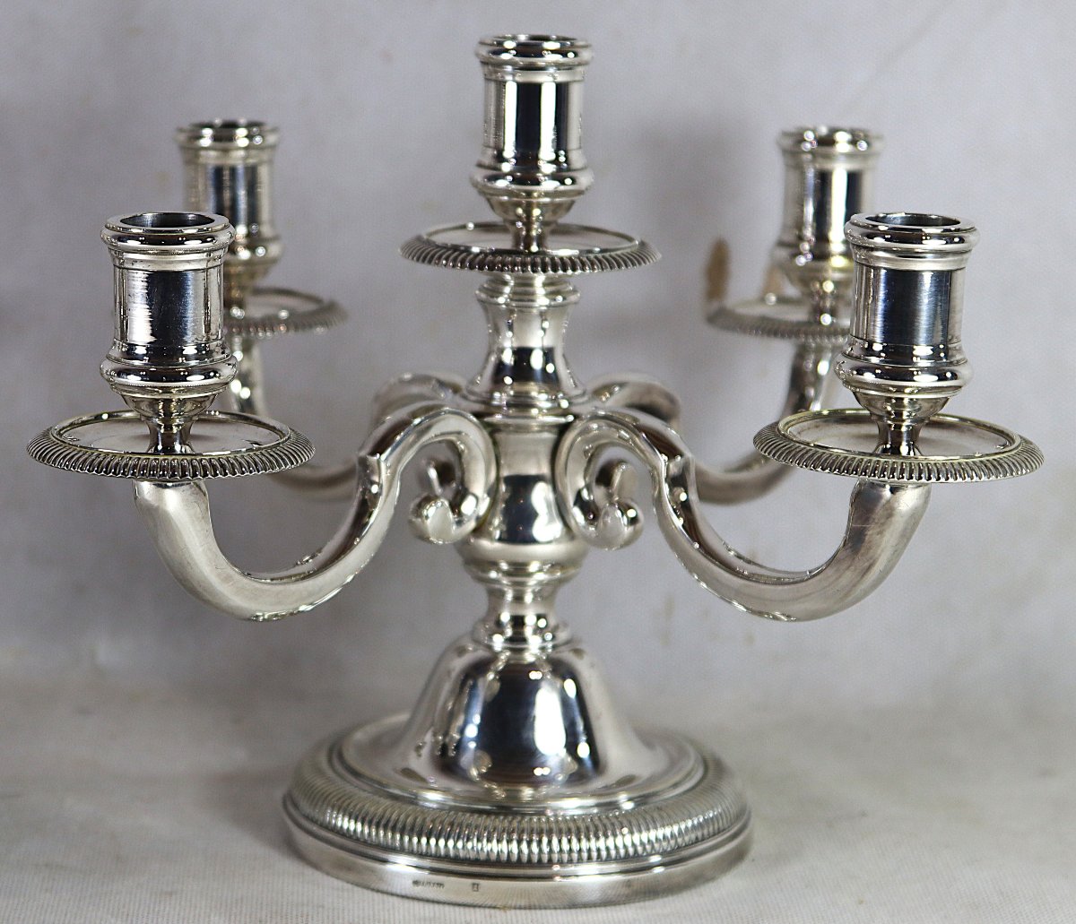 Chrysalia Paris (20th Century), Pair Of 5-candle Candelabra, Signed.-photo-4