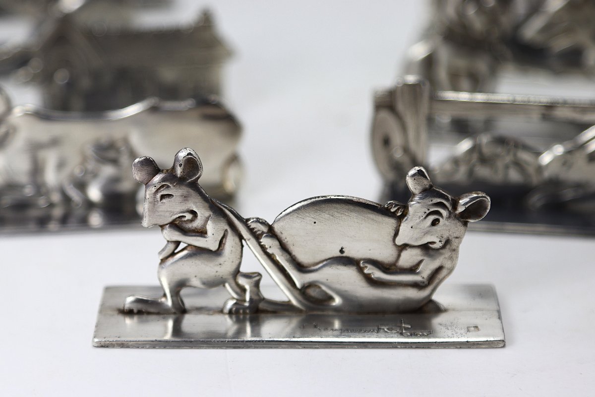 12 porte-couteaux «Fables de La Fontaine» signé Benjamin Rabier, 1930-photo-2