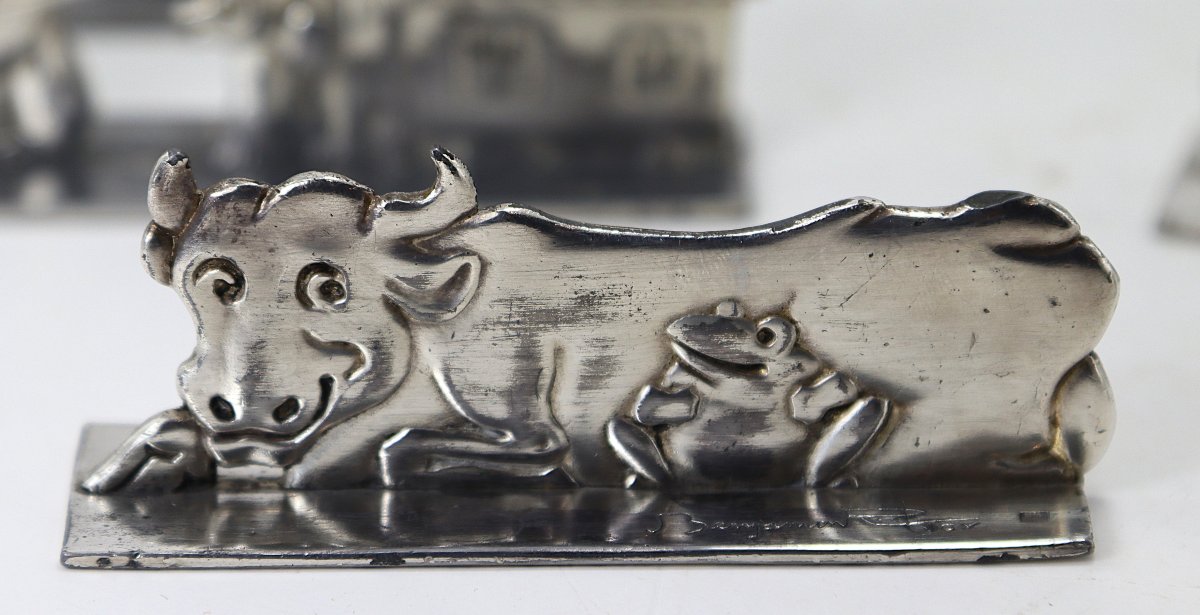 12 porte-couteaux «Fables de La Fontaine» signé Benjamin Rabier, 1930-photo-4