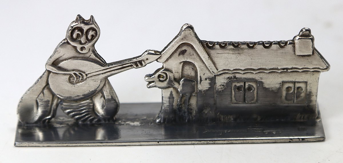 12 porte-couteaux «Fables de La Fontaine» signé Benjamin Rabier, 1930-photo-1