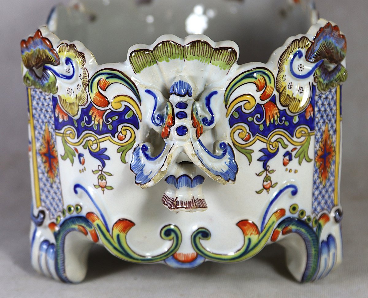 FOURMAINTRAUX Frères à DESVRES, Jardinière en faïence, fin XIXe-photo-2