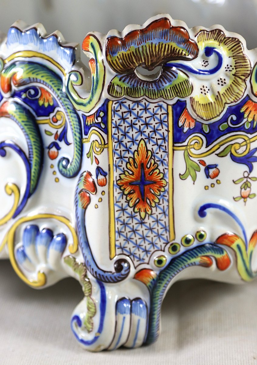 FOURMAINTRAUX Frères à DESVRES, Jardinière en faïence, fin XIXe-photo-7