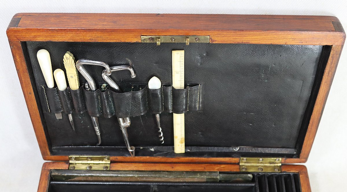 THOMAS DICKS LONDRES, Nécessaire de voyage en argent, Epoque Victorienne XIXe-photo-4