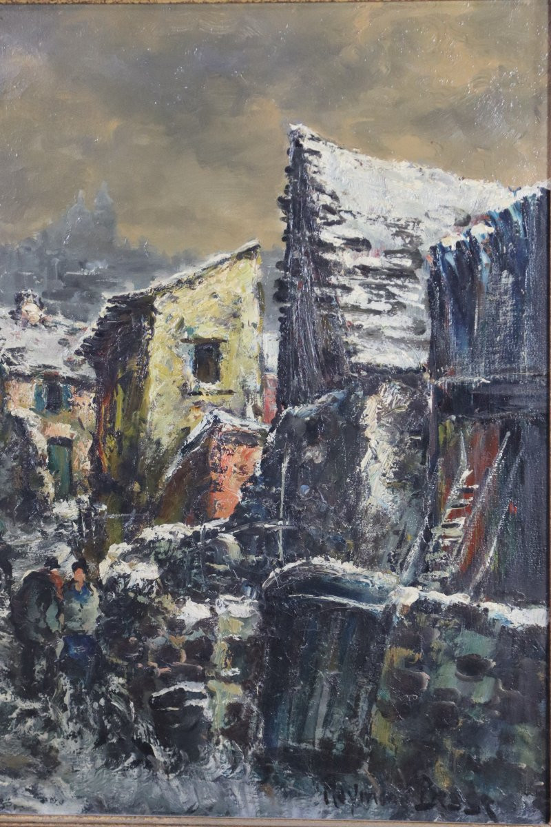 Raymond BESSE (1899-1969), HST " La zone en hiver vers Clichy ", signé, XXe-photo-1