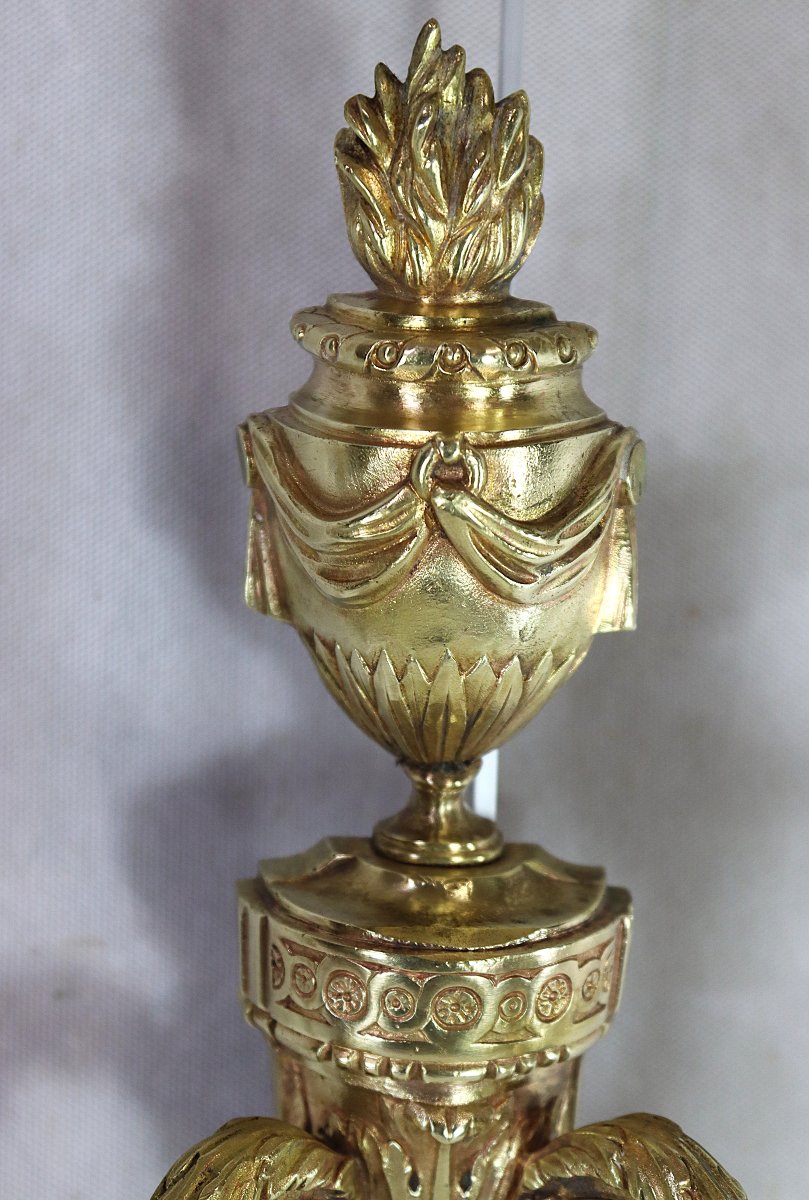 Paire d'applique en bronze doré de style L XVI, XIXe-photo-4