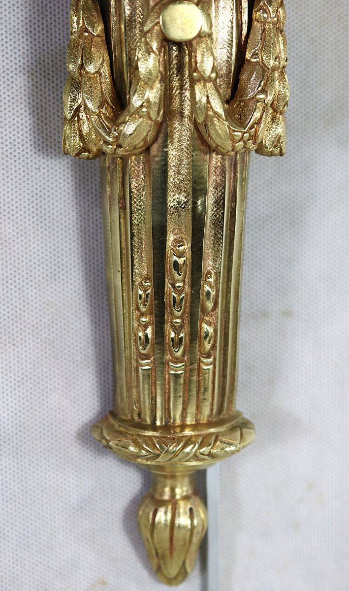 Paire d'applique en bronze doré de style L XVI, XIXe-photo-8