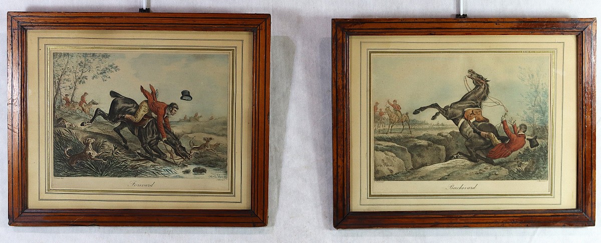 J . Massard "graveur"( 1740-1822 ) Paire de gravures de Chasse de Carle Vernet, Début XIXe