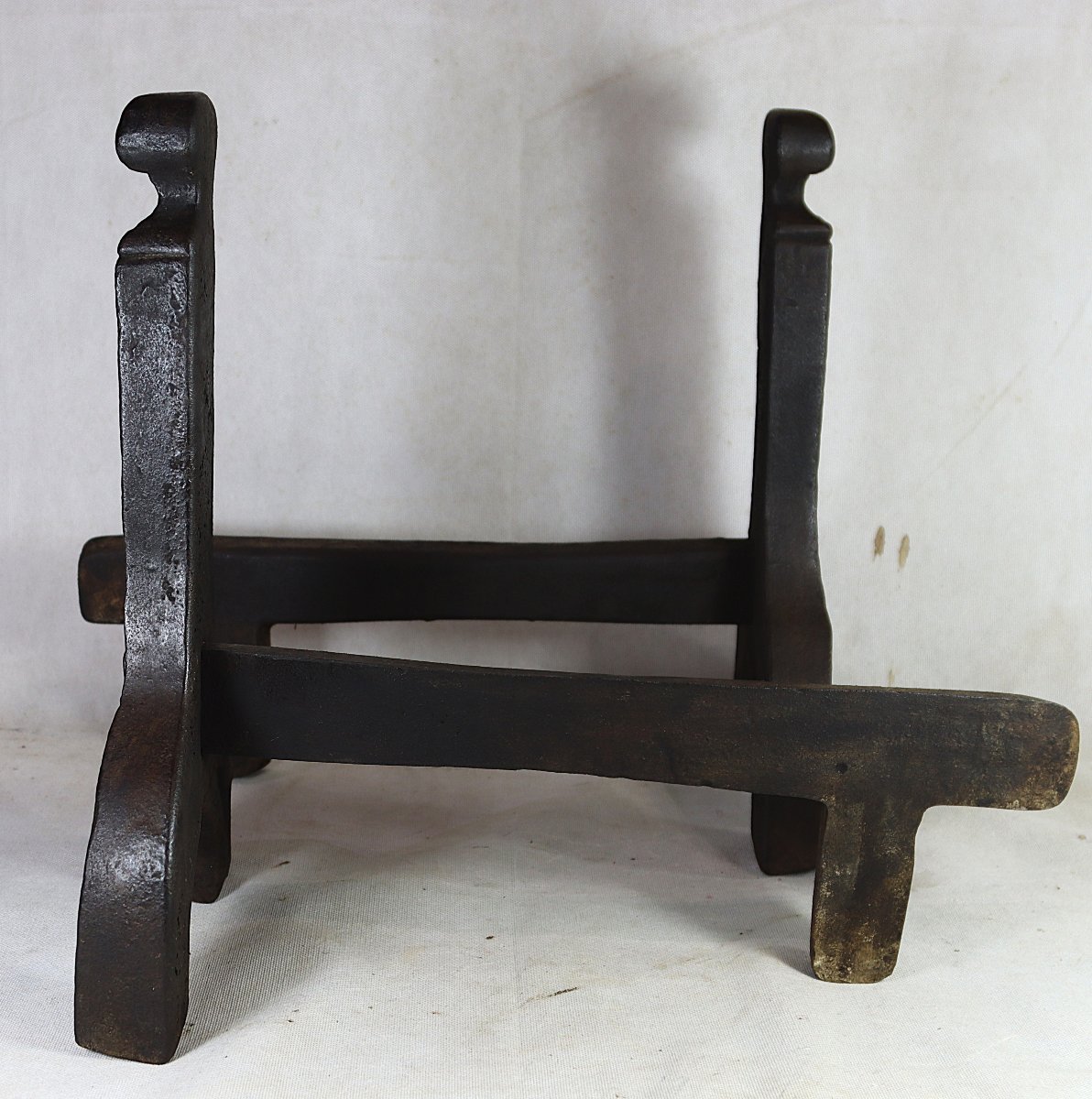 Pair Of Cast Iron Andirons, High Period, 15th Century-photo-2