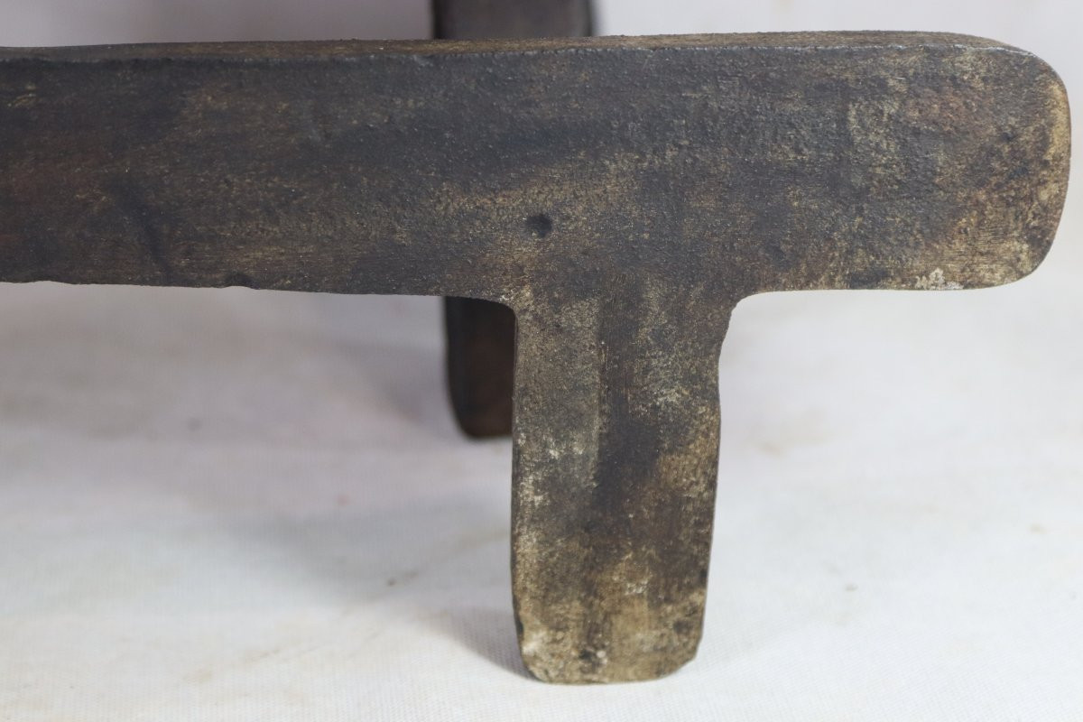 Pair Of Cast Iron Andirons, High Period, 15th Century-photo-3