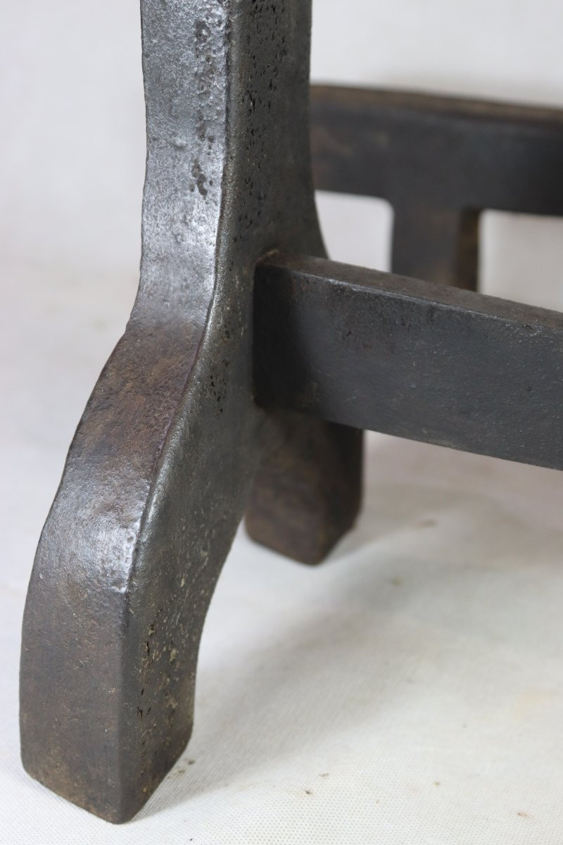 Pair Of Cast Iron Andirons, High Period, 15th Century-photo-4