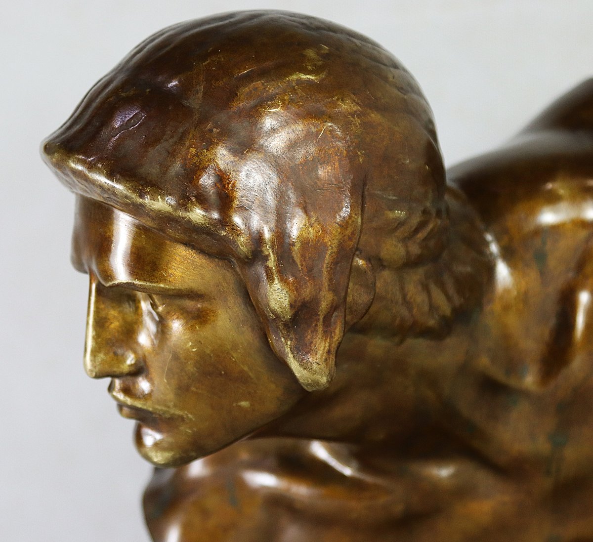 Constant ROUX (1865-1942), Sculpture en bronze " La colère d'Achille ", XXe-photo-4