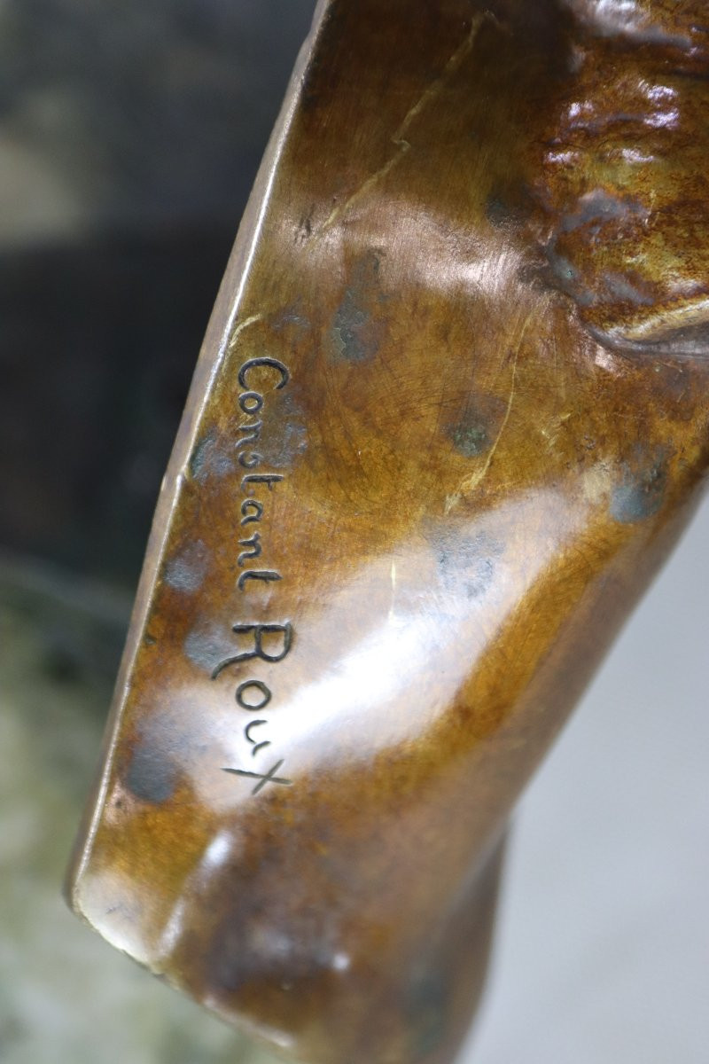 Constant ROUX (1865-1942), Sculpture en bronze " La colère d'Achille ", XXe-photo-5