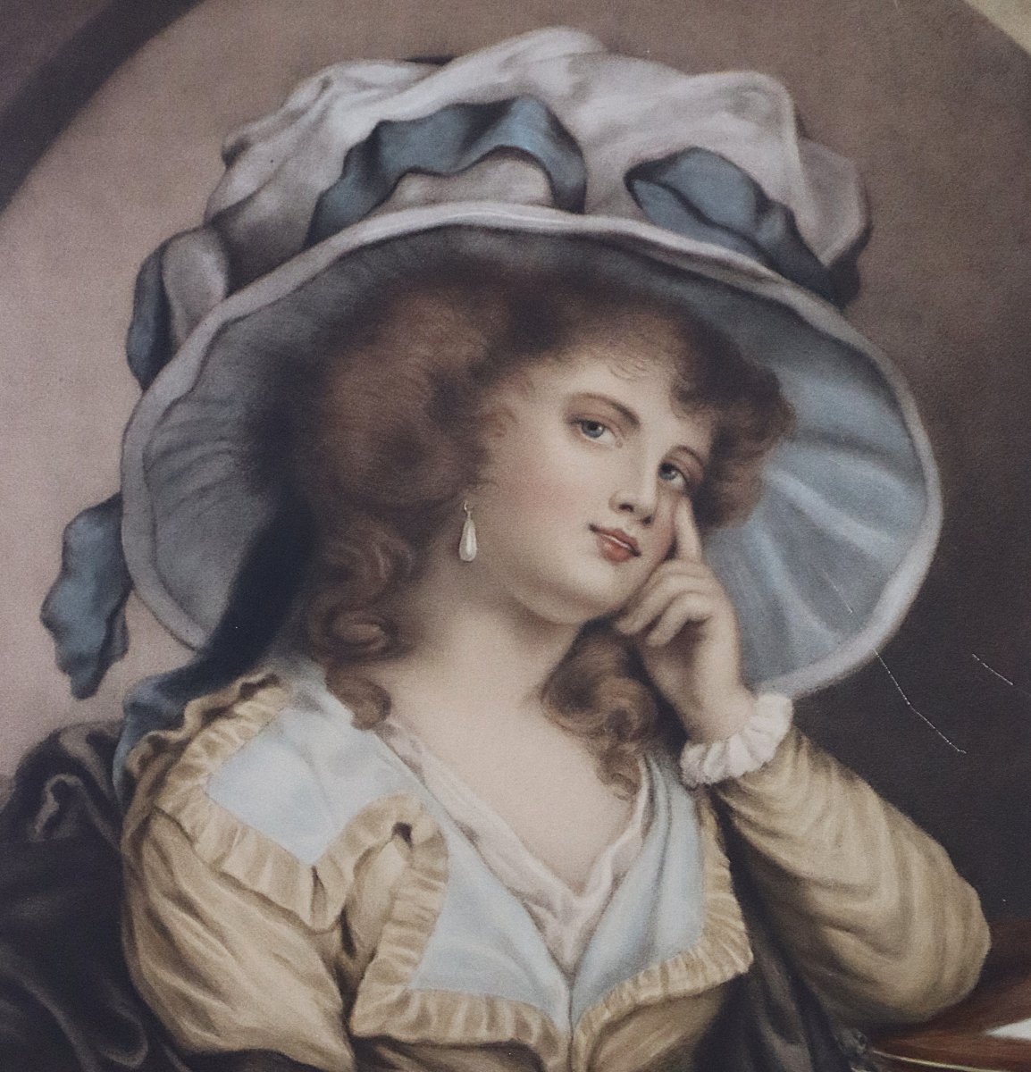 Grande gravure Anglaise représentant " Dorothy Crewe ", XIXe-photo-3