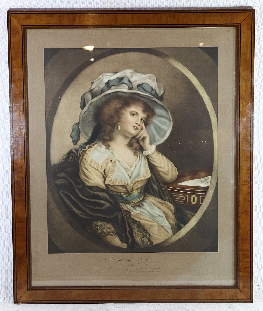 Grande gravure Anglaise représentant " Dorothy Crewe ", XIXe-photo-3