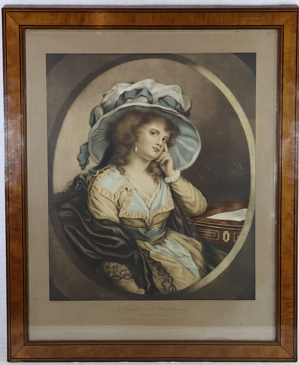 Grande gravure Anglaise représentant " Dorothy Crewe ", XIXe