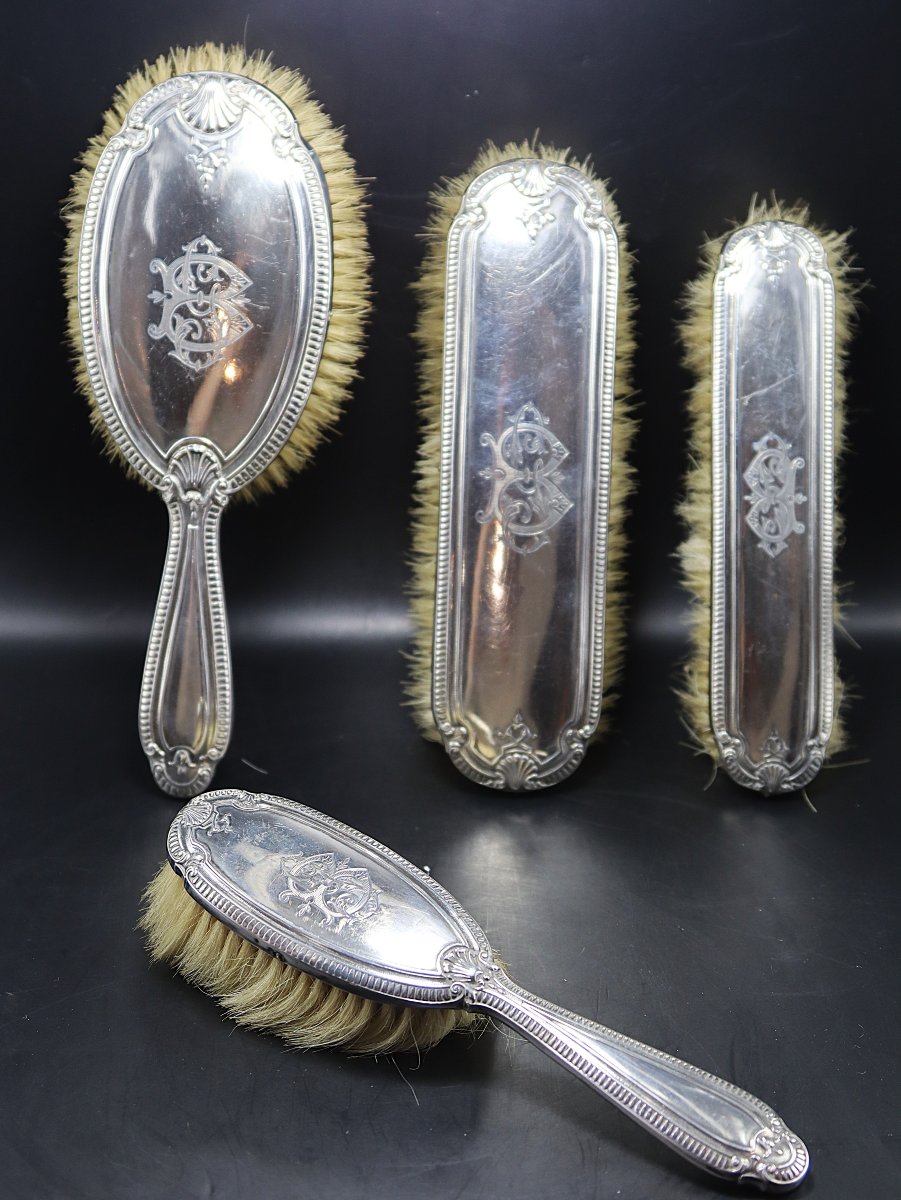 Louis Coignet (1893/1928), 4 Brosses à habits en Argent. -photo-3
