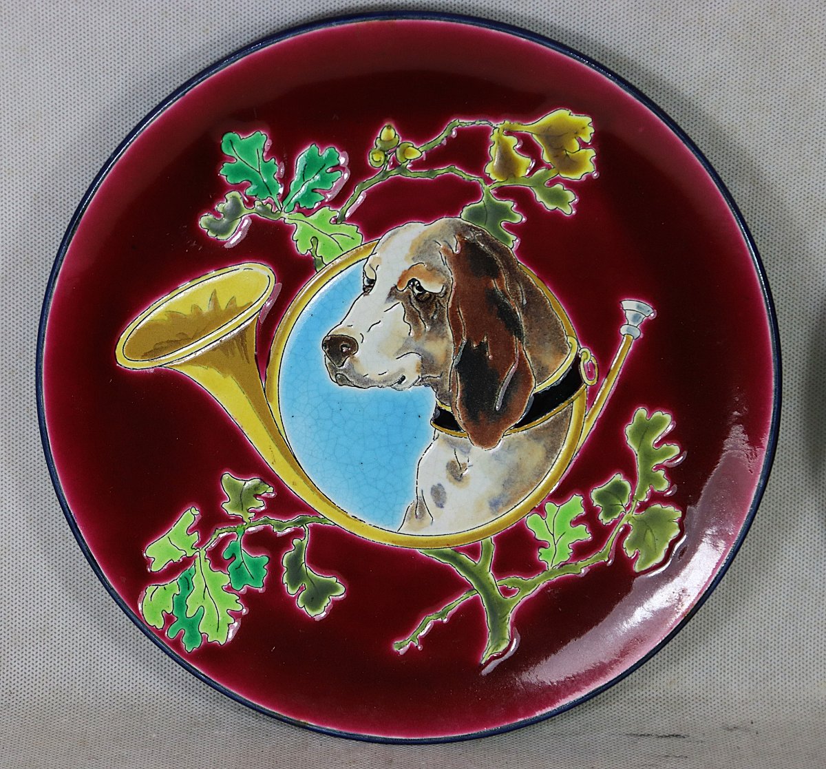 Pair Of Plates In Gien Earthenware, 19th Century-photo-2