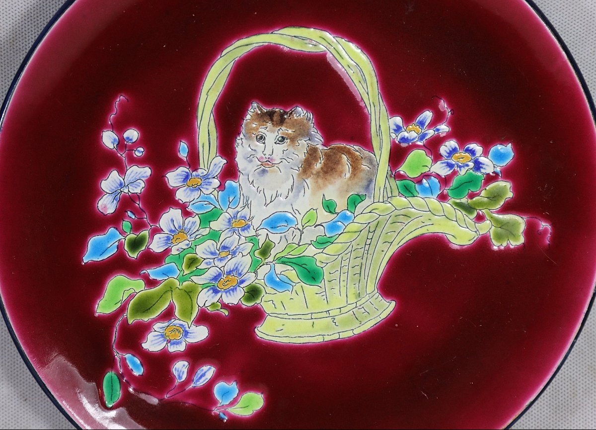 Pair Of Plates In Gien Earthenware, 19th Century-photo-4