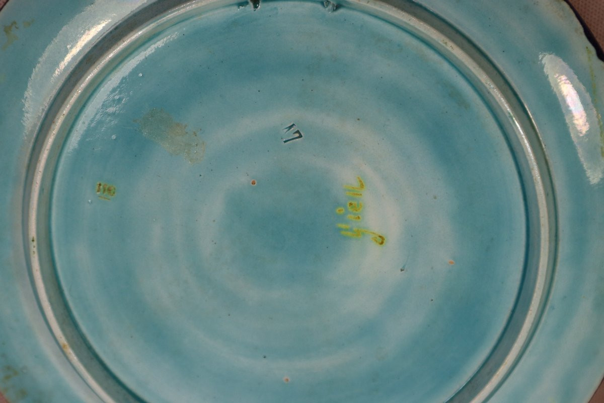 Pair Of Plates In Gien Earthenware, 19th Century-photo-3