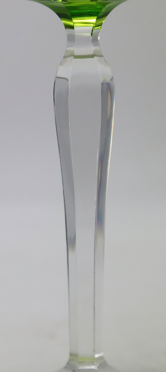Val St Lambert, Series Of 11 Crystal Stemmed Glasses, Signed, 20th Century-photo-6