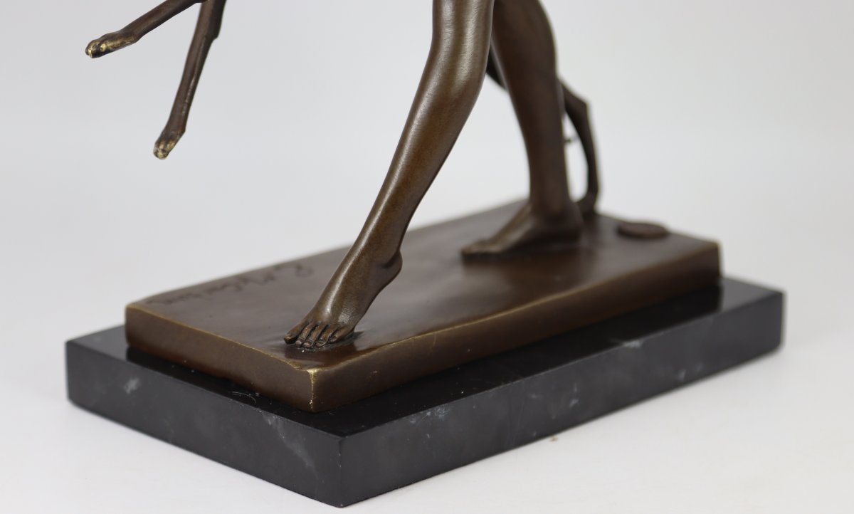 Mc Cartan Edward (1879-1947) d'Après, Bronze Diane Chasseresse, Signed, 20th Century-photo-1