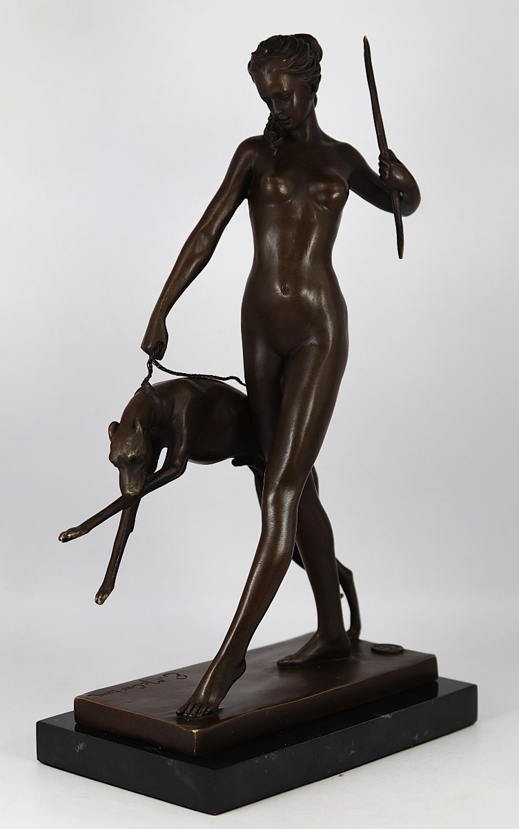 Mc Cartan Edward (1879-1947) d'Après, Bronze Diane Chasseresse, Signed, 20th Century
