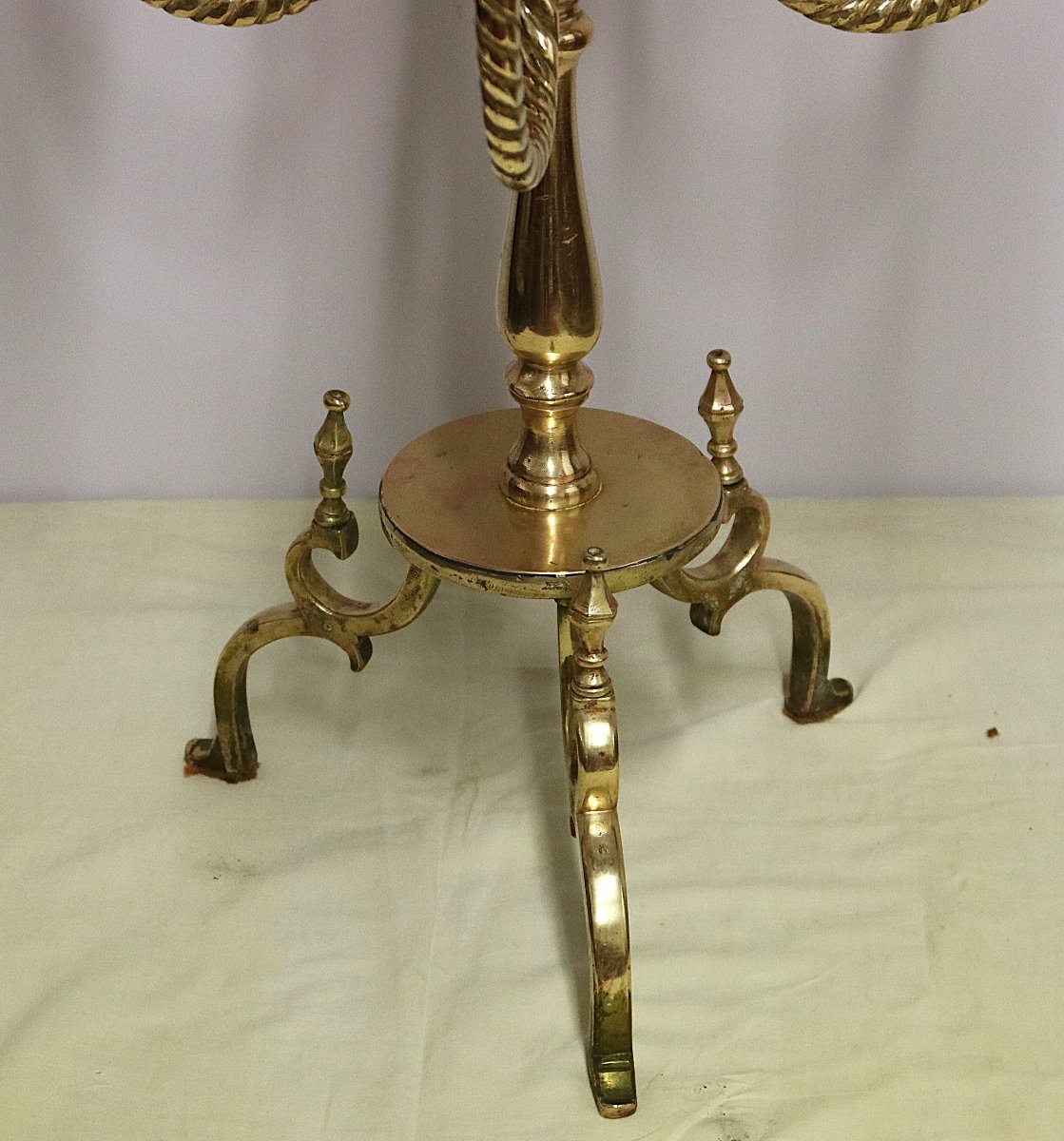 Grand chandelier en bronze, 128 cm, 9 bougies, XXe-photo-2