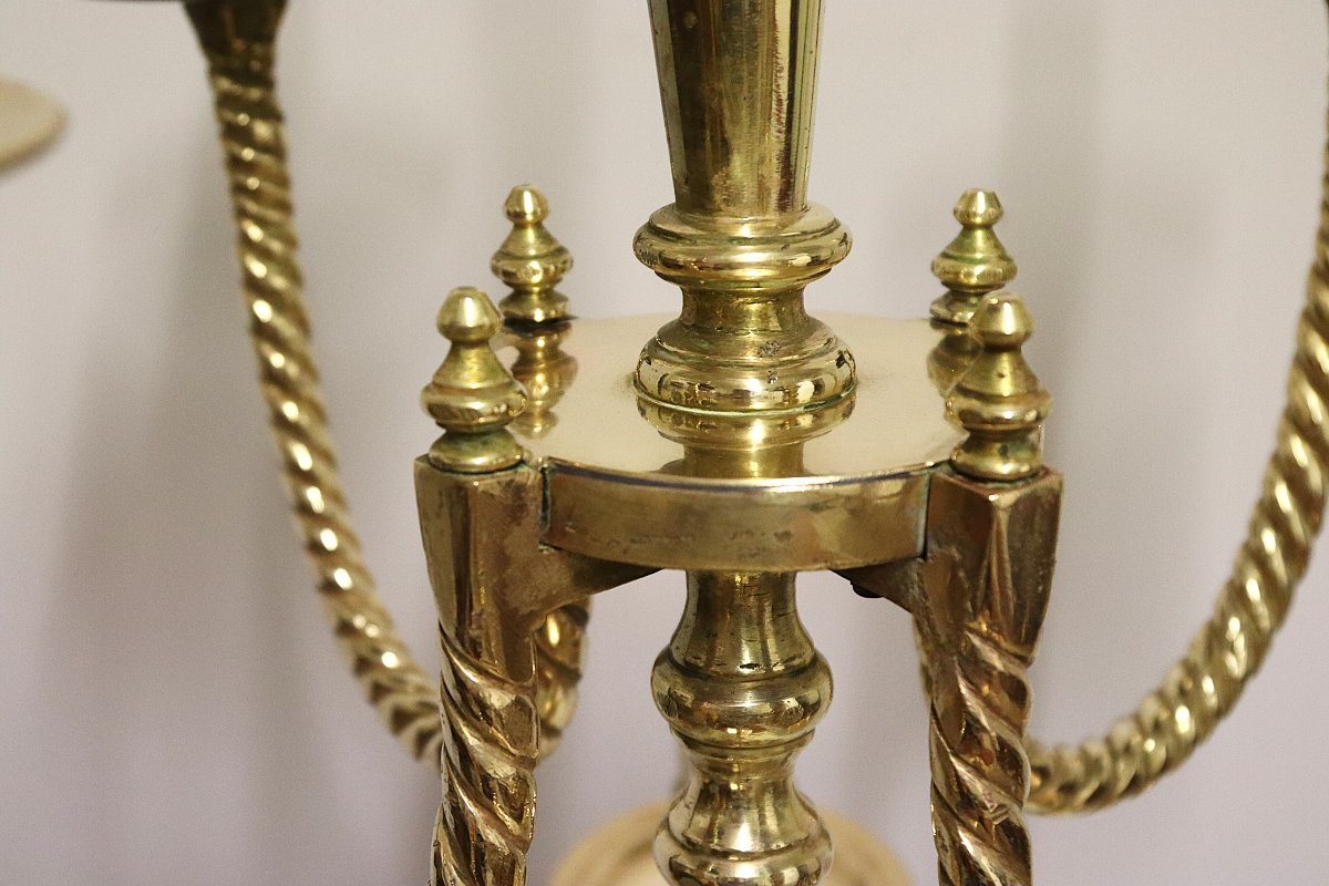 Grand chandelier en bronze, 128 cm, 9 bougies, XXe-photo-6