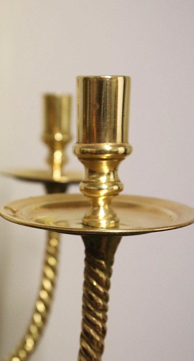 Grand chandelier en bronze, 128 cm, 9 bougies, XXe-photo-7
