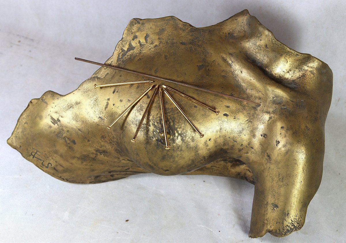 Vassilakis TAKIS (1925-2019), Sculpture en bronze "Magnetic Evidence, 1983", signé-photo-2