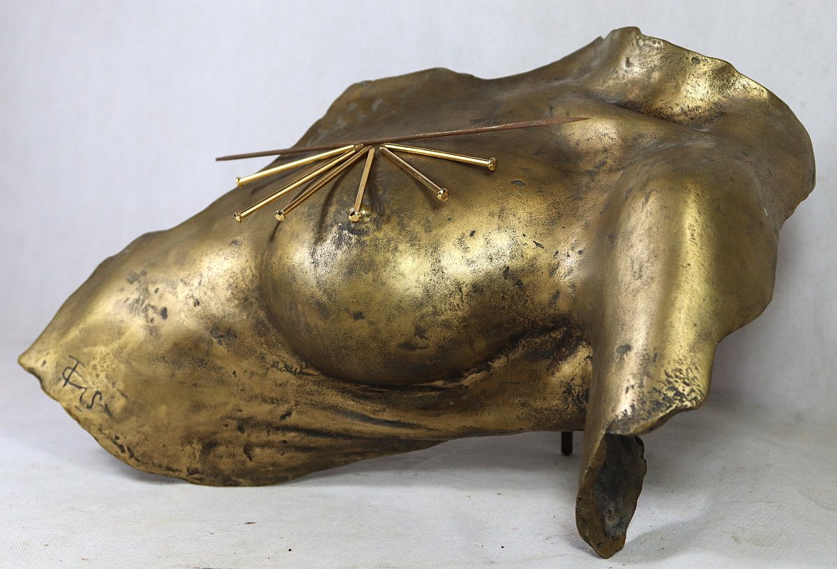 Vassilakis TAKIS (1925-2019), Sculpture en bronze "Magnetic Evidence, 1983", signé-photo-3