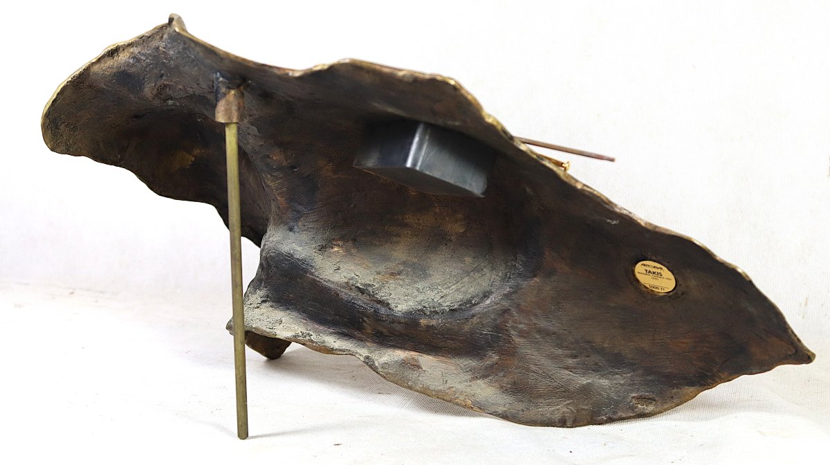 Vassilakis TAKIS (1925-2019), Sculpture en bronze "Magnetic Evidence, 1983", signé-photo-5