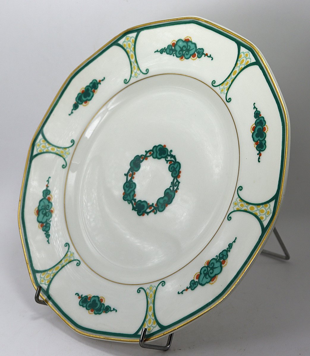 T. Haviland & Marcel GOUPY (1886- 1954), Assiette " Bombay ", Signé, 1924-photo-1